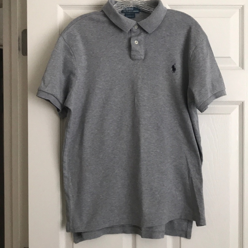 Gray cotton short sleeve polo shirt (item 007)